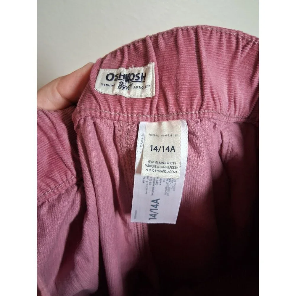 NWT OshKosh B'Gosh Corduroy Pants Flare Leg Retro Y2K 90s Pink Girls Size 14